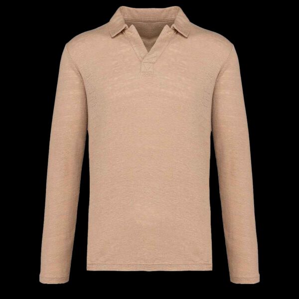 Native Spirit Long Sleeve Linen Polo Shirt Thumbnail