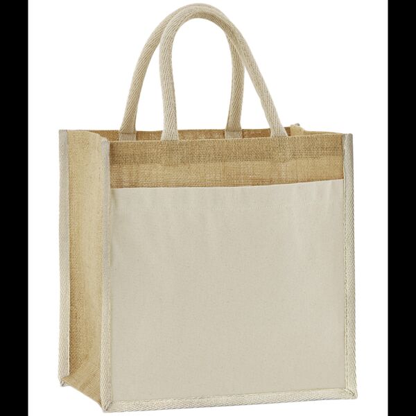 Westford Mill Cotton Pocket Natural Starched Jute Midi Tote Bag Thumbnail