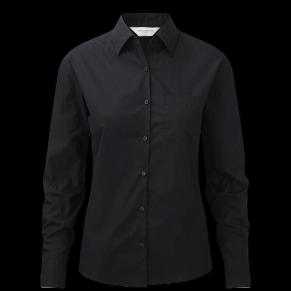 Russell Collection Ladies Long Sleeve Easy Care Cotton Poplin Shirt Thumbnail