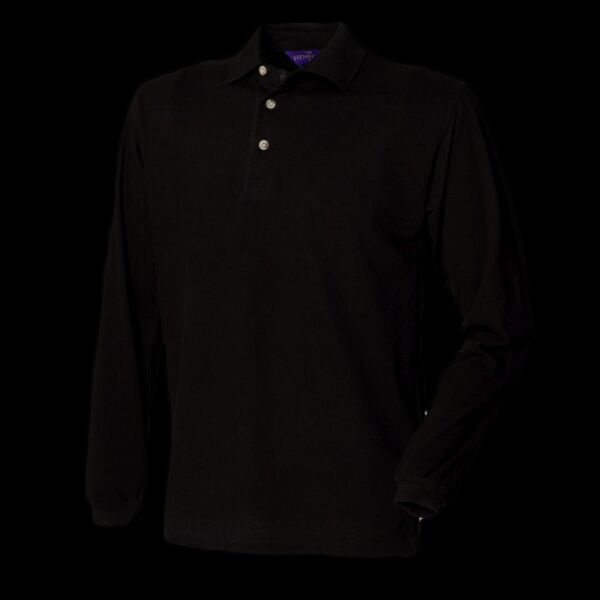 Henbury Long Sleeve Cotton Piqué Polo Shirt Thumbnail