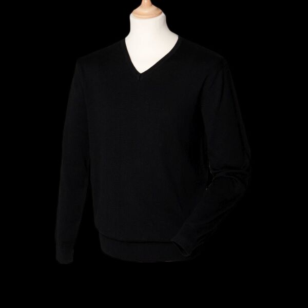 Henbury Lightweight Cotton Acrylic V Neck Sweater Thumbnail