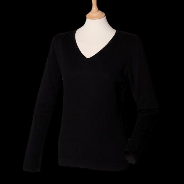 Henbury Ladies Lightweight Cotton Acrylic V Neck Sweater Thumbnail