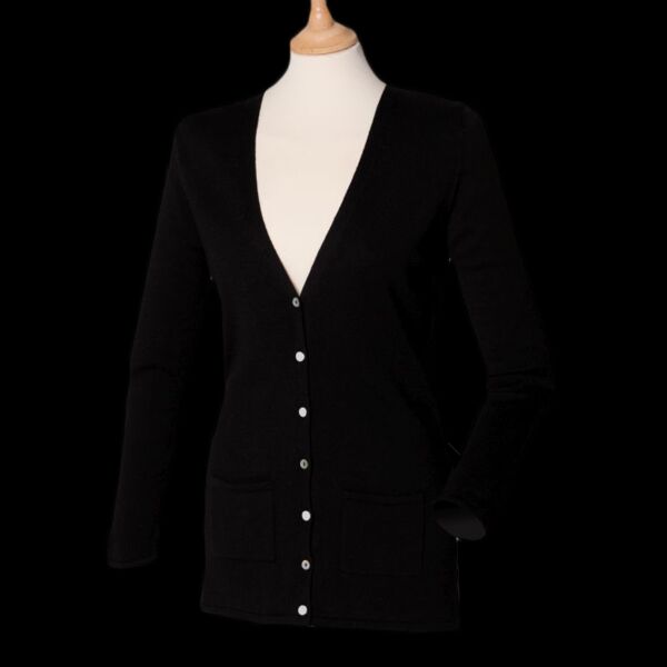 Henbury Ladies Cotton Acrylic V Neck Cardigan Thumbnail