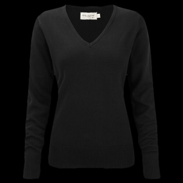 Russell Collection Ladies Cotton Acrylic V Neck Sweater Thumbnail