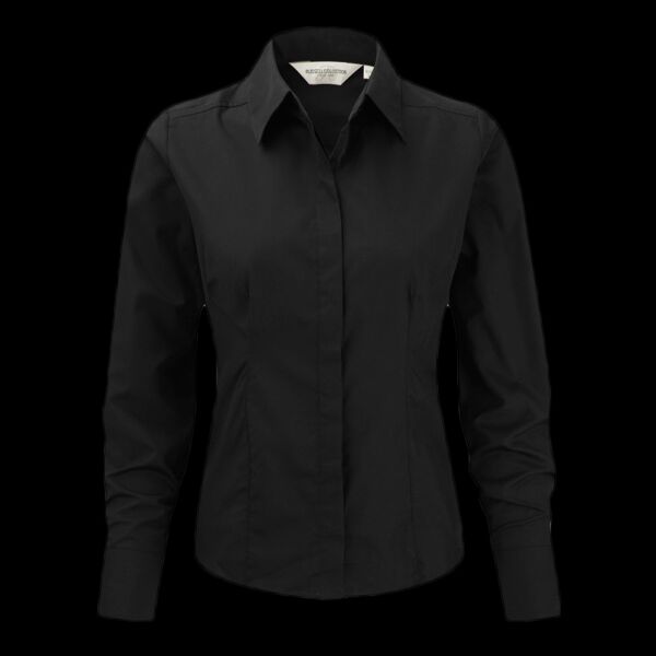 Russell Collection Ladies Long Sleeve Fitted Poplin Shirt Thumbnail