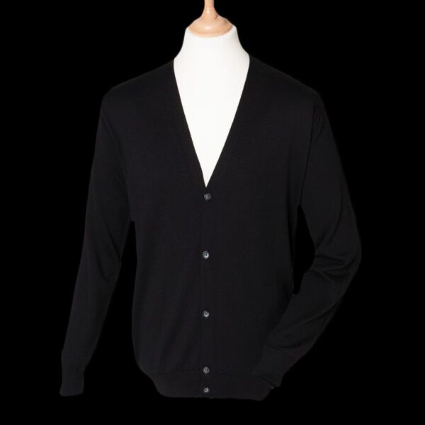 Henbury Lightweight Cotton Acrylic V Neck Cardigan Thumbnail