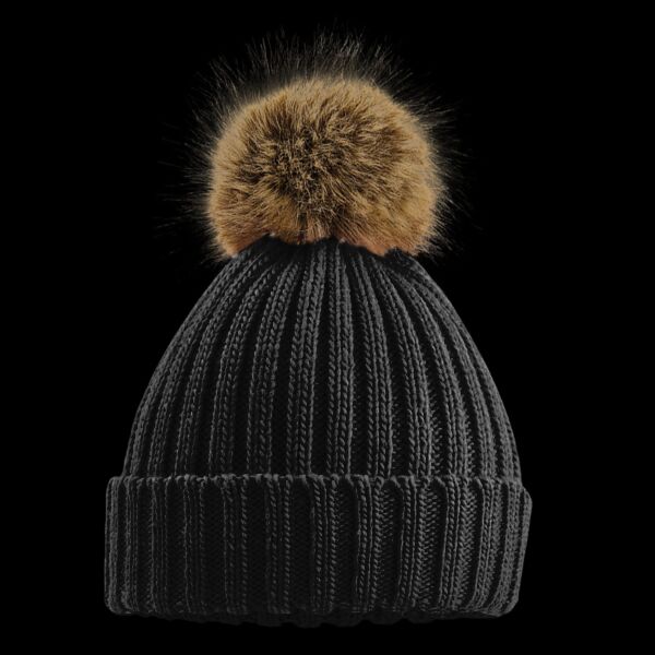 Beechfield Faux Fur Pop Pom Chunky Beanie Thumbnail