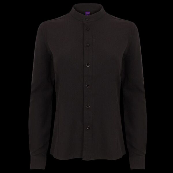 Henbury Ladies Mandarin Roll Sleeve Anti-Bac Wicking Shirt Thumbnail