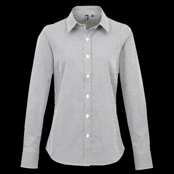 Premier Ladies Gingham Long Sleeve Shirt Thumbnail