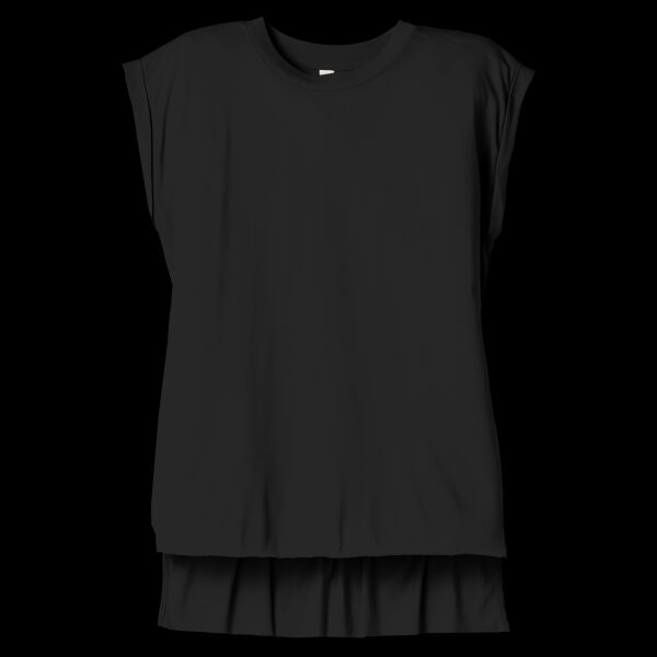 Bella Ladies Flowy Rolled Cuff Muscle T-Shirt Thumbnail