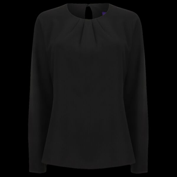 Henbury Ladies Pleat Front Long Sleeve Blouse Thumbnail