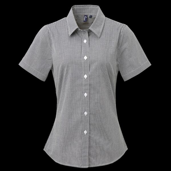 Premier Ladies Gingham Short Sleeve Shirt Thumbnail
