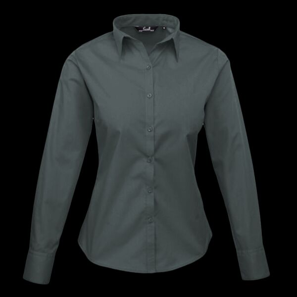 Ladies  Poplin Mandarin Collar Shirt Thumbnail