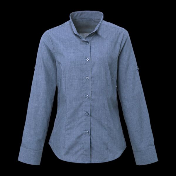 Ladies Mandarin Collar Roll Sleeve Shirt Thumbnail