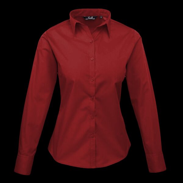 10 x Premier Ladies Long Sleeve Poplin Blouse Thumbnail
